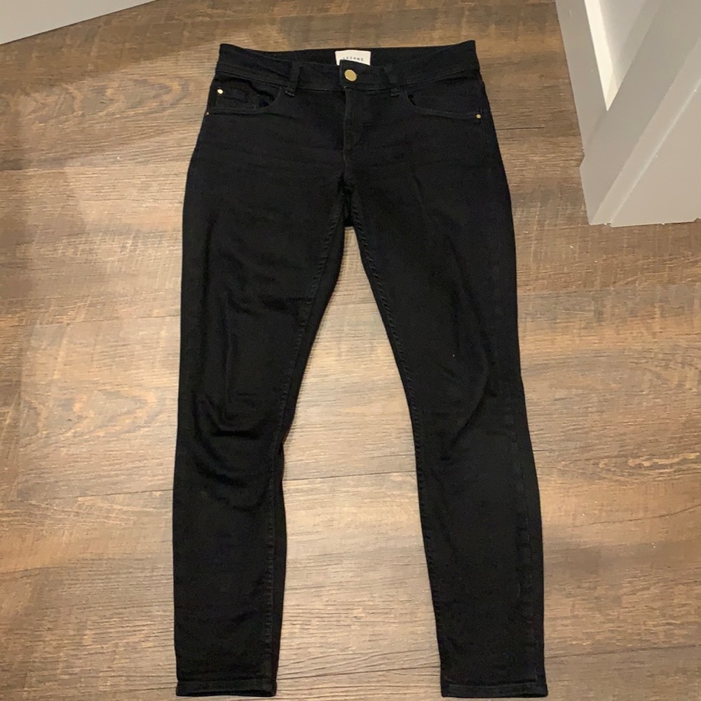 Sezane The Perfect Slim 7/8 denim, black, 26